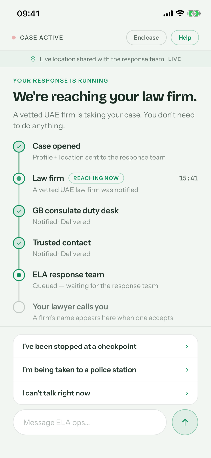 Active case screen