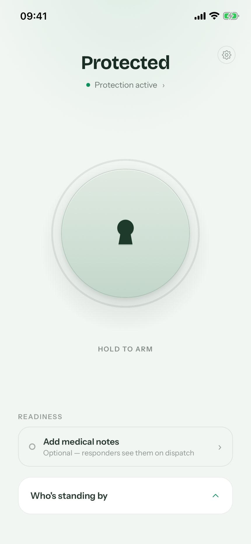ELA home screen, protected state
